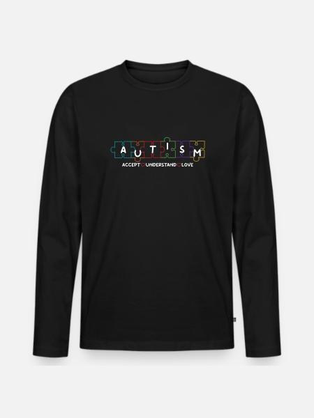 Autismus Akzeptieren Verstehen Lieben Puzzle - Männer Premium Bio Langarmshirt - Schwarz