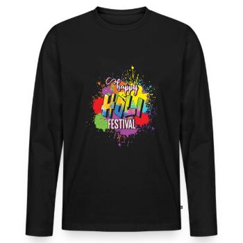 Happy Holi Festival Blaze of Colors Explosion - Men's Premium Organic Long Sleeve Shirt - black - Front - Nico (187cm)