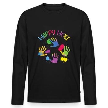 Happy Holi Colorful Holi Festival - Men's Premium Organic Long Sleeve Shirt - black - Front - Nico (187cm)