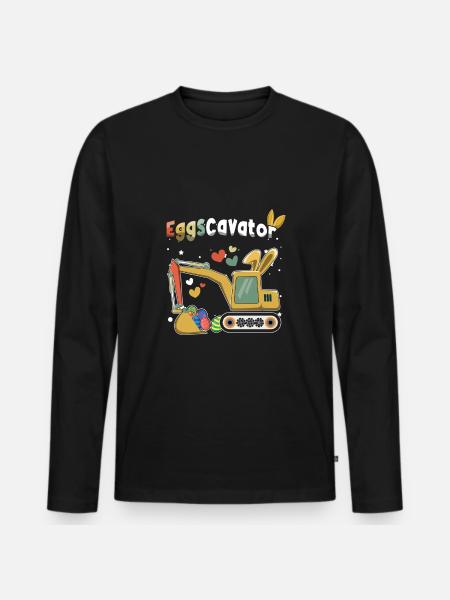 Ostern Eggscavator Bagger Eier - Männer Premium Bio Langarmshirt - Schwarz