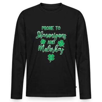 Manigances de la Saint-Patrick et Malarkey Fun - T-shirt manches longues Premium bio Homme - noir - Devant - Nico (187cm)