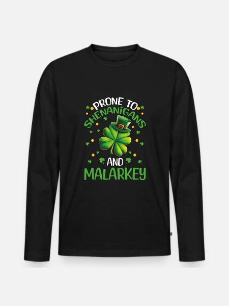 St Patrick's Day Shenanigans Malarkey Shamrock - Men's Premium Organic Long Sleeve Shirt - black