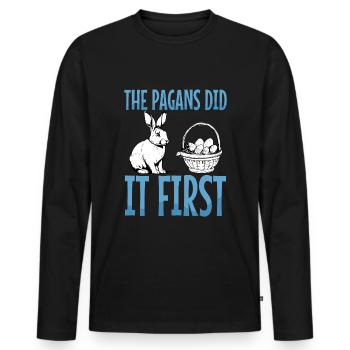 Ostara : les païens l’ont fait les premiers - T-shirt manches longues Premium bio Homme - noir - Devant - Nico (187cm)