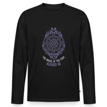 Ostara bénie soit la roue de l’année - T-shirt manches longues Premium bio Homme - noir - Devant - Nico (187cm)