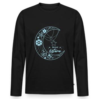 Gesegneter Ostara Mond mit Blumenmotiv - Männer Premium Bio Langarmshirt - Schwarz - Vorne - Nico (187cm)
