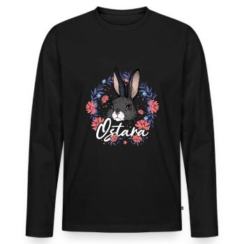 Ostara Bunny with Flower Wreath Magical Spring - Men's Premium Organic Long Sleeve Shirt - black - Front - Nico (187cm)