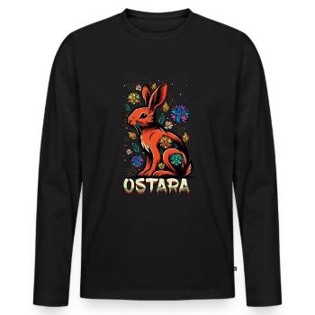 Ostara bunny with flowers for spring festival - Men's Premium Organic Long Sleeve Shirt - black - Front - Nico (187cm)