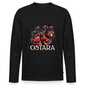 Ostara Lapin de Printemps Splendeur Florale - T-shirt manches longues Premium bio Homme - noir - Devant - Nico (187cm)