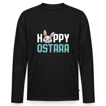 Cheerful Ostara Rabbit Motif - Men's Premium Organic Long Sleeve Shirt - black - Front - Nico (187cm)
