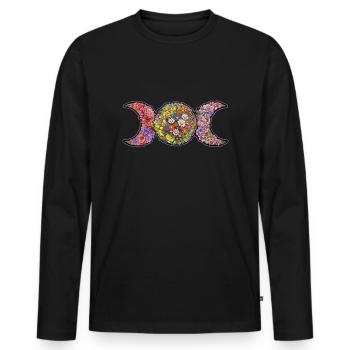 Ostara Blossoms Triple Moon Symbol - Men's Premium Organic Long Sleeve Shirt - black - Front - Nico (187cm)