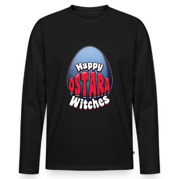 Happy Ostara Witches Ostara Egg Motif - Men's Premium Organic Long Sleeve Shirt - black - Front - Nico (187cm)