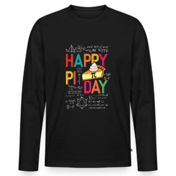 Happy Pi Day Math Fans Quadratic Formulas - Men's Premium Organic Long Sleeve Shirt - black - Front - Nico (187cm)