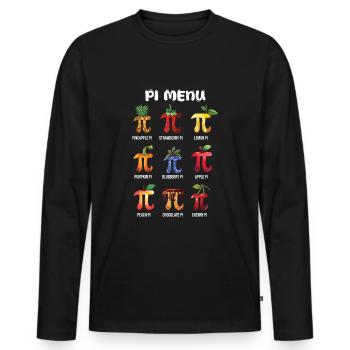 Pi Menu Fruité Pi Day Variété - T-shirt manches longues Premium bio Homme - noir - Devant - Nico (187cm)