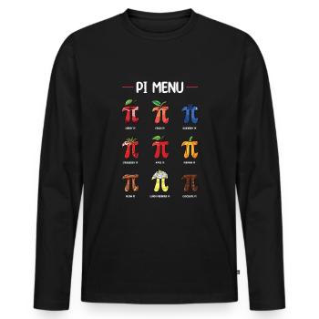 Pi Menu Fruits et Gâteaux Pi Day Fun - T-shirt manches longues Premium bio Homme - noir - Devant - Nico (187cm)