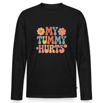 Maux d’estomac drôle fleur design - T-shirt manches longues Premium bio Homme - noir - Devant - Nico (187cm)