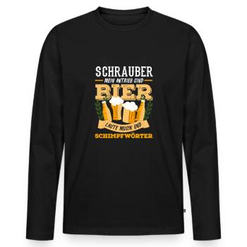 Tournevis Mon lecteur est de la bière Musique forte - T-shirt manches longues Premium bio Homme - noir - Devant - Nico (187cm)