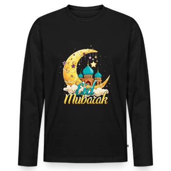Eid Mubarak Festliche Mondlandschaft - Männer Premium Bio Langarmshirt - Schwarz - Vorne - Nico (187cm)