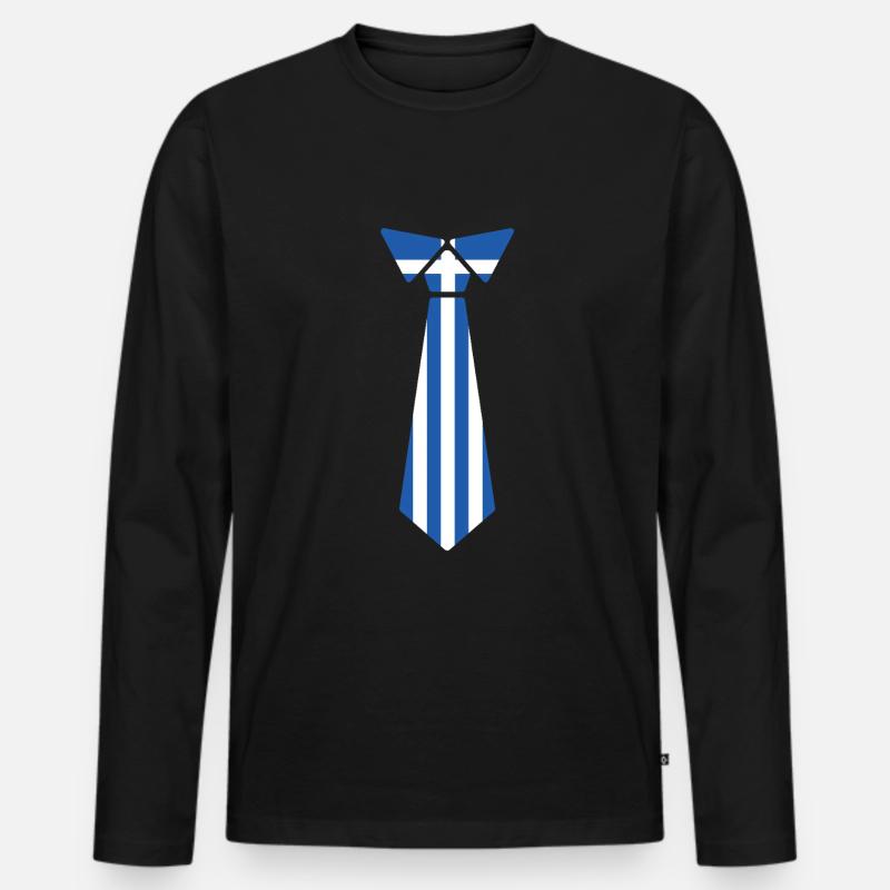 Griechische Ostern Krawatte Flaggenmuster Design - Männer Premium Bio Langarmshirt - Schwarz