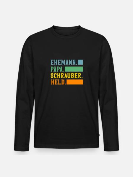 Ehemann Papa Schrauber Held - Männer Premium Bio Langarmshirt - Schwarz