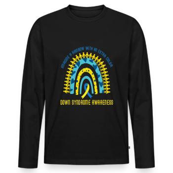 Down Syndrome Awareness Rainbow Extra Color - Men's Premium Organic Long Sleeve Shirt - black - Front - Nico (187cm)