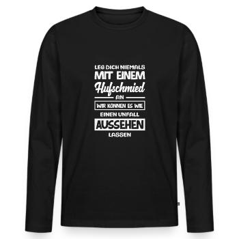Ne dérangez jamais avec un maréchal-ferrant - T-shirt manches longues Premium bio Homme - noir - Devant - Nico (187cm)