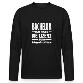 Bachelor - Männer Premium Bio Langarmshirt - Schwarz - Vorne - Nico (187cm)