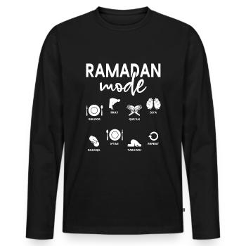 Ramadan Modus Eid Mubarak Suhoor Pray Do’a - T-shirt manches longues Premium bio Homme - noir - Devant - Nico (187cm)