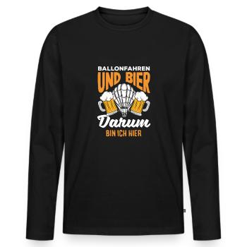 Montgolfière et bière C’est pourquoi je suis ici - T-shirt manches longues Premium bio Homme - noir - Devant - Nico (187cm)