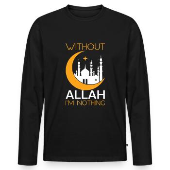 Eid Mubarak Ohne Allah Bin Ich Nichts - Männer Premium Bio Langarmshirt - Schwarz - Vorne - Nico (187cm)