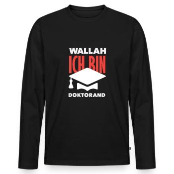 Ich Bin Doktorand Abschluss - Männer Premium Bio Langarmshirt - Schwarz - Vorne - Nico (187cm)