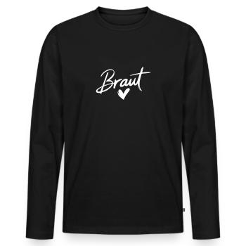 Braut Herz JGA Hochzeit Junggesellenabschied - Männer Premium Bio Langarmshirt - Schwarz - Vorne - Nico (187cm)