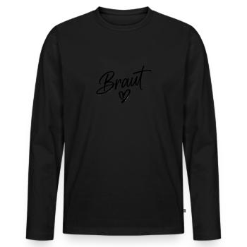 Braut Herz JGA Hochzeit Junggesellenabschied - Männer Premium Bio Langarmshirt - Schwarz - Vorne - Nico (187cm)