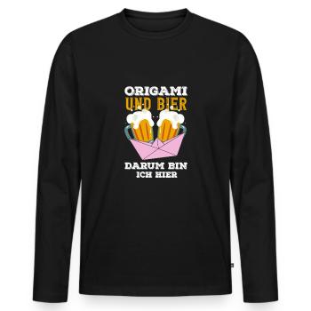 Origami and beer That's why I'm abstract here - Men's Premium Organic Long Sleeve Shirt - black - Front - Nico (187cm)