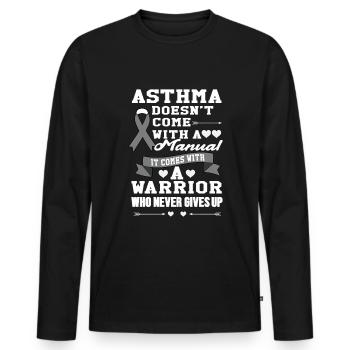 Asthma Awareness: Fighter Without Guidance - Men's Premium Organic Long Sleeve Shirt - black - Front - Nico (187cm)