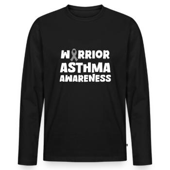 Guerrier de la sensibilisation à l’asthme - T-shirt manches longues Premium bio Homme - noir - Devant - Nico (187cm)