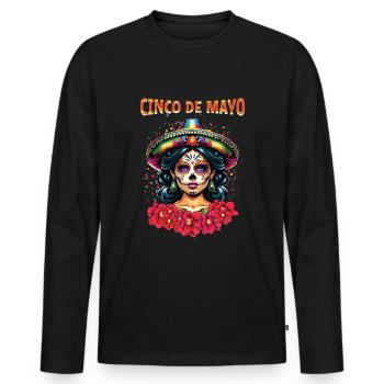 Cinco De Mayo Mexican Celebration Art - Men's Premium Organic Long Sleeve Shirt - black - Front - Nico (187cm)