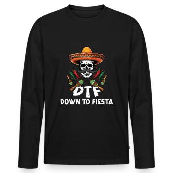 Cinco De Mayo : DTF Down To Fiesta Sombrero Skull - T-shirt manches longues Premium bio Homme - noir - Devant - Nico (187cm)