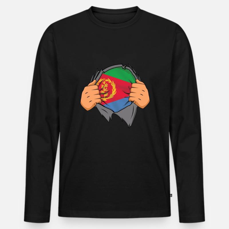 Eritrea Stolz Entfaltet Flagge - Männer Premium Bio Langarmshirt - Schwarz