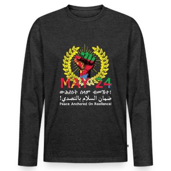 Eritrea May 24 Frieden Verankert In Resilienz - Männer Premium Bio Langarmshirt - Anthrazit meliert - Vorne - Nico (187cm)