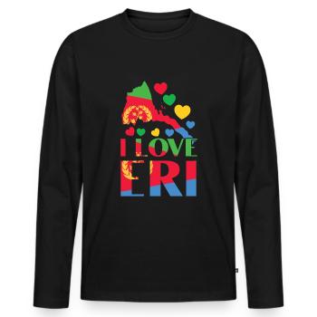 Eritrea Karte Herz I Love Eri Patriotic - Männer Premium Bio Langarmshirt - Schwarz - Vorne - Nico (187cm)
