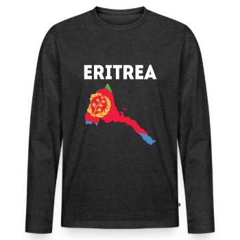 Eritrea Karte Mit Flagge Und Wappen - Männer Premium Bio Langarmshirt - Anthrazit meliert - Vorne - Nico (187cm)