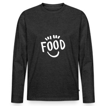 eat - Men's Premium Organic Long Sleeve Shirt - heather anthracite - Front - Nico (187cm)