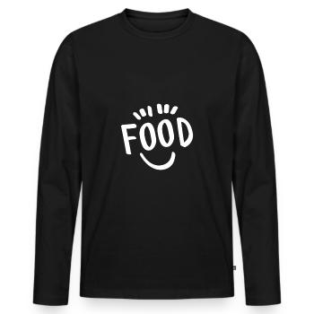 Essen - Männer Premium Bio Langarmshirt - Schwarz - Vorne - Nico (187cm)