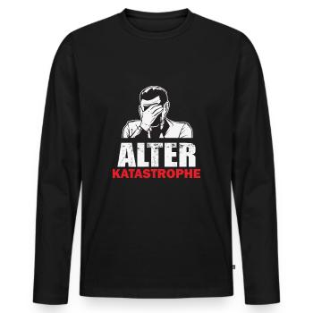 Alter Katastrophe Retro Fremdschämen - Männer Premium Bio Langarmshirt - Schwarz - Vorne - Nico (187cm)