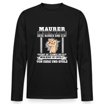 Maurer Sprüche Handwerker Bauarbeiter Stolz Ehre - Männer Premium Bio Langarmshirt - Schwarz - Vorne - Nico (187cm)