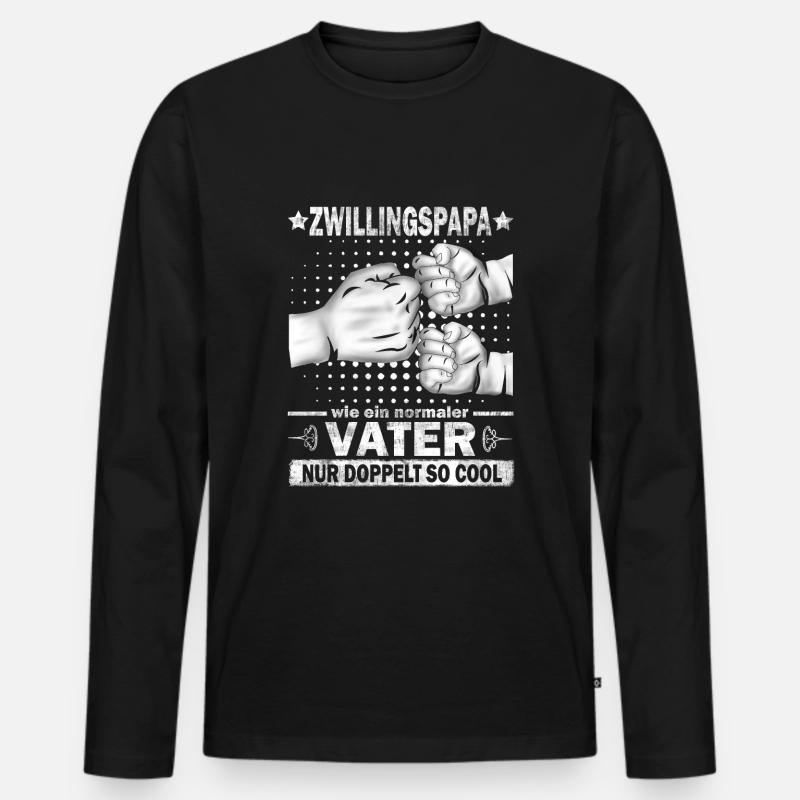 Zwillingspapa Vatertag Papa zwillinge Geschenk - Männer Premium Bio Langarmshirt - Schwarz