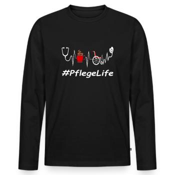 Altenpflegerin EKG Pflegeberufe Pflege Herzschlag - Männer Premium Bio Langarmshirt - Schwarz - Vorne - Nico (187cm)