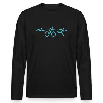 Triathlon Course à la natation Vélo Sport - T-shirt manches longues Premium bio Homme - noir - Devant - Nico (187cm)