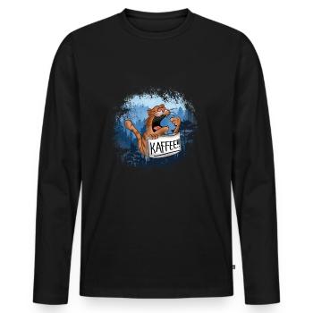 Katze schwarzer Kaffee Barista Kaffeetrinker - Männer Premium Bio Langarmshirt - Schwarz - Vorne - Nico (187cm)