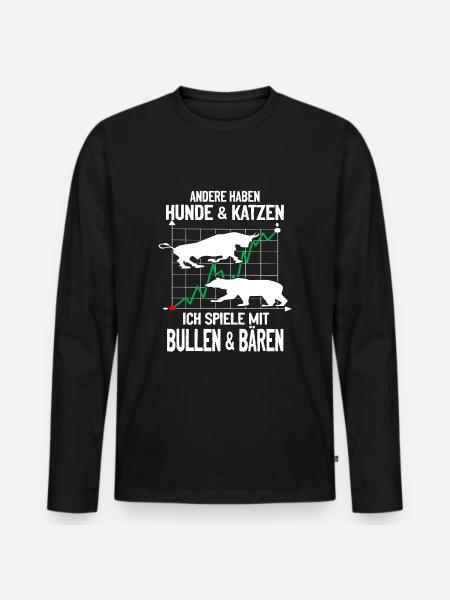Aktien Bullen Bären Investor Trader Trading Börse - Männer Premium Bio Langarmshirt - Schwarz